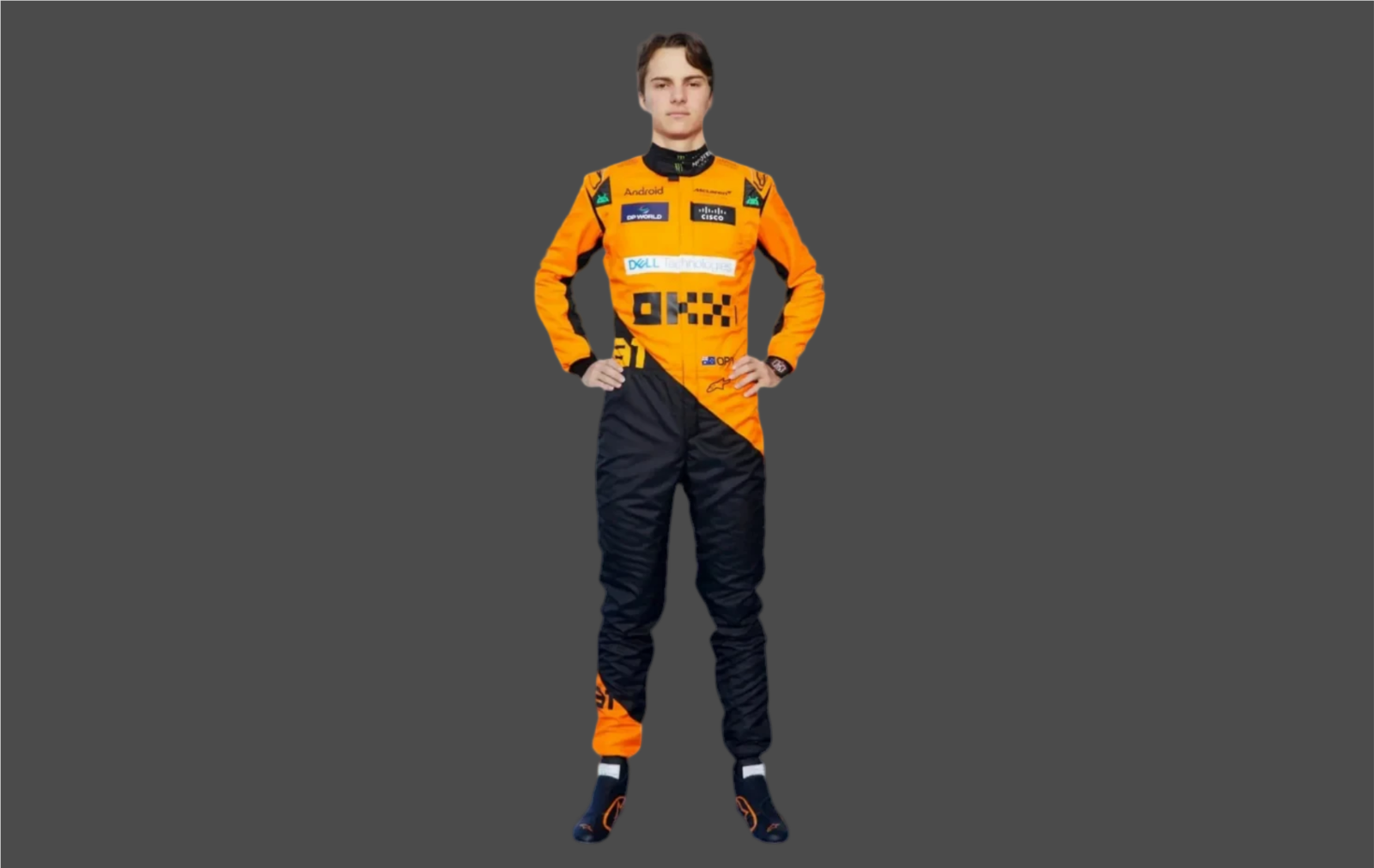 OKX Go-Kart Racing Suit - Premium 2025 Orange & Black Motorsport Suit with Custom Logos - Image 3