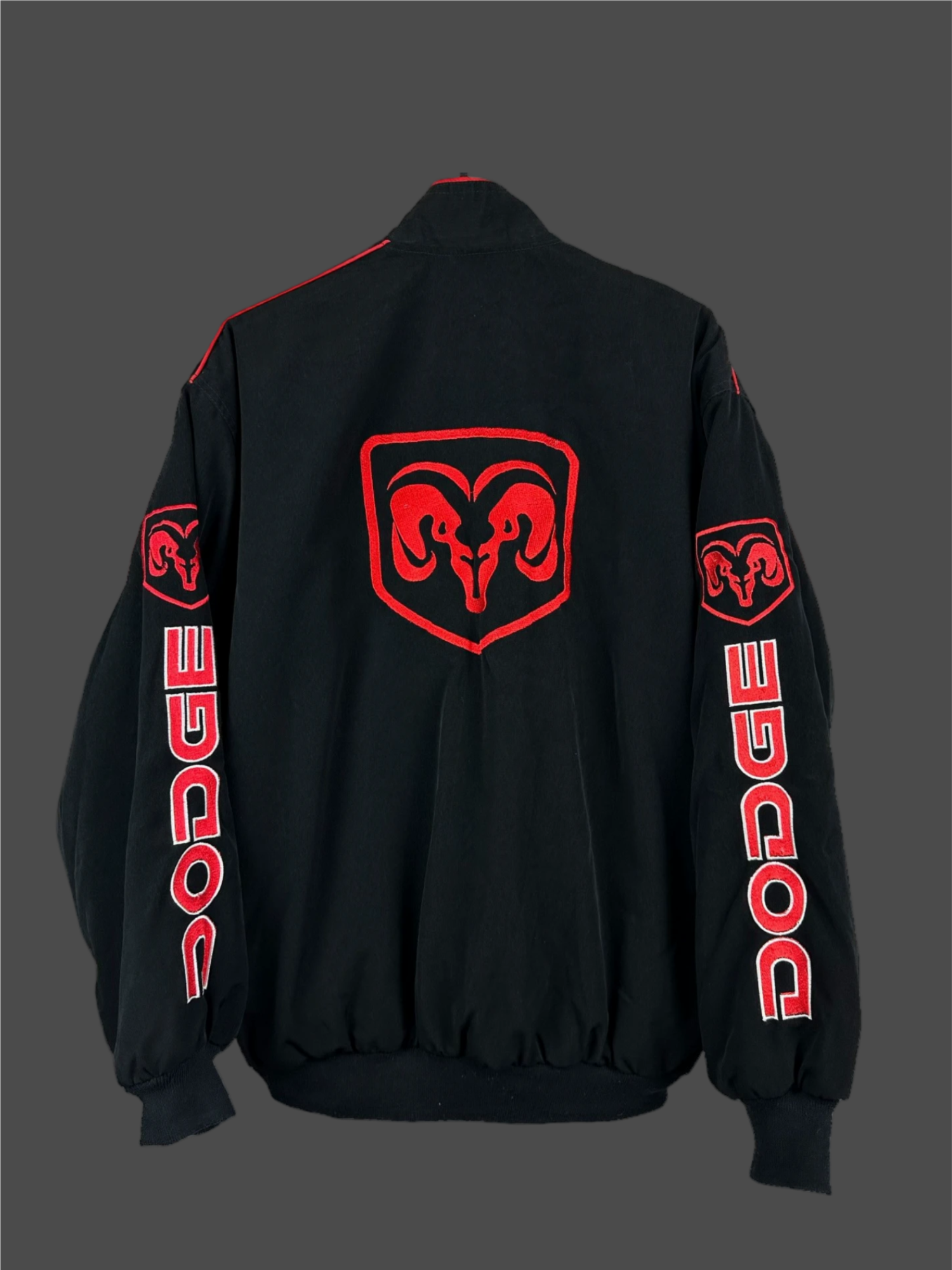 DODGE F1 Vintage Bomber Racing Jacket – Motorsport Zip-Up with Sponsor Logo - Image 2