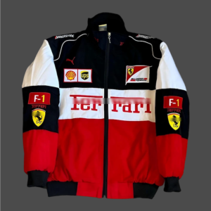 Ferrari limited edition F1 Vintage Bomber Racing Jacket – Motorsport Zip-Up with Sponsor Logo