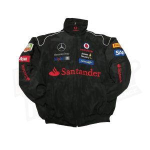 Santander F1 Vintage Bomber Racing Jacket – Motorsport Zip-Up with Sponsor Logo
