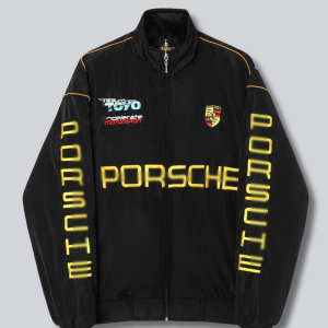Porsche F1 Vintage Bomber Racing Jacket – Motorsport Zip-Up with Sponsor Logo