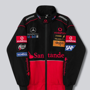 Santander F1 Vintage Bomber Racing Jacket – Motorsport Zip-Up with Sponsor Logo