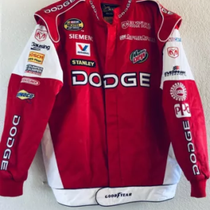 DODGE F1 Vintage Bomber Racing Jacket – Motorsport Zip-Up with Sponsor Logo