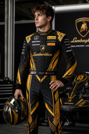 Custom 2026 kart racing suit, go-kart suit, motorsport racing overall, professional racing suit, karting apparel, racing driver suit, FIA style kart suit, sublimated racing suit, sponsor logo racing suit, lightweight karting suit, breathable racing overall, padded motorsport suit, custom racing overalls, premium kart racing gear, Monster Energy suit, McLaren racing suit, Audi Sport suit, black racing suit, orange racing suit, racing jumpsuit, kart driver apparel