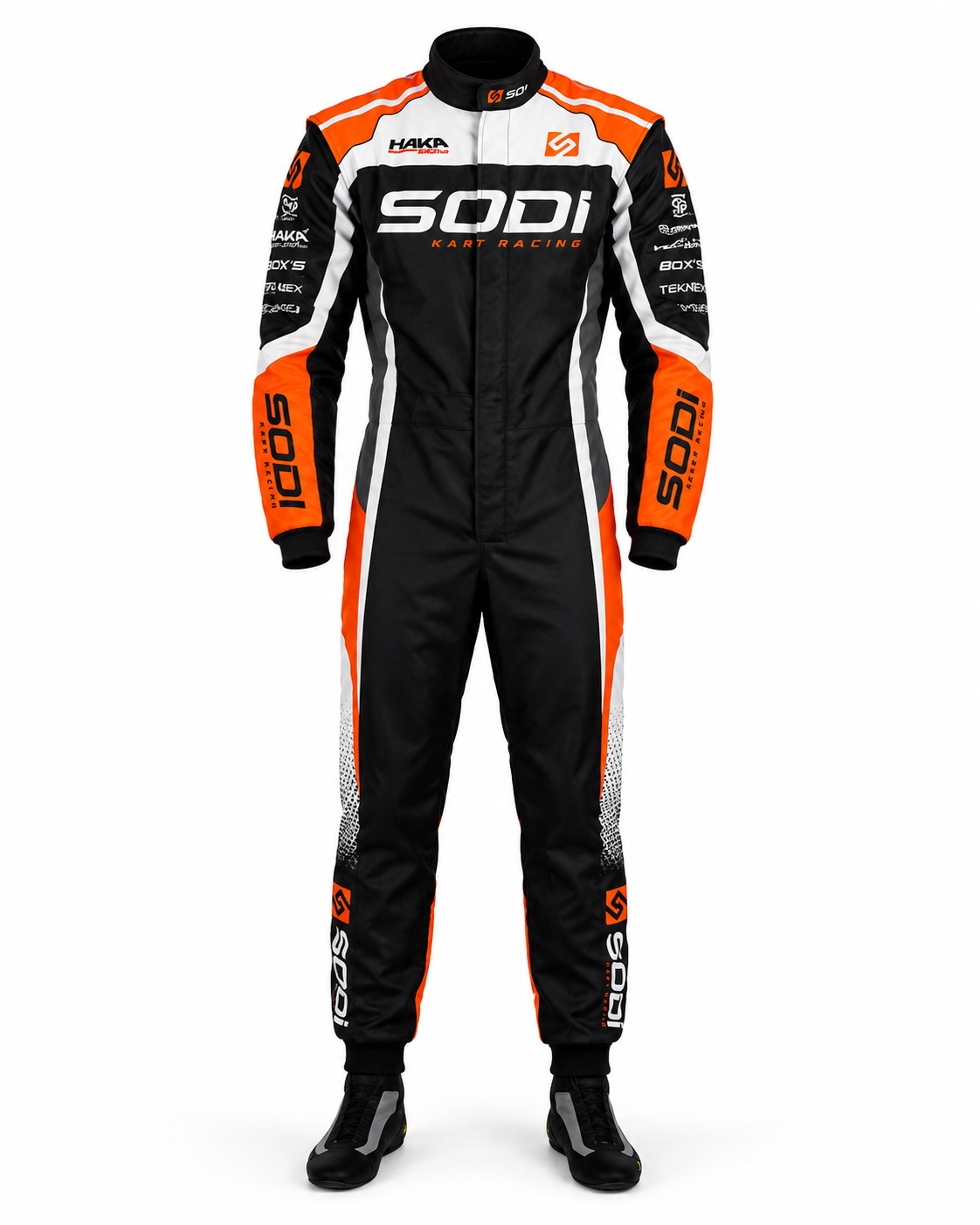 Custom 2026 kart racing suit, go-kart suit, motorsport racing overall, professional racing suit, karting apparel, racing driver suit, FIA style kart suit, sublimated racing suit, sponsor logo racing suit, lightweight karting suit, breathable racing overall, padded motorsport suit, custom racing overalls, premium kart racing gear, Monster Energy suit, McLaren racing suit, Audi Sport suit, black racing suit, orange racing suit, racing jumpsuit, kart driver apparel