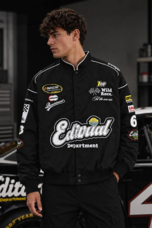 Y2K F1 Bomber Jacket – Retro racing-inspired design, high-quality embroidery, premium materials, unisex oversized fit, bold motorsport aesthetic, lightweight & durable, collector’s edition, perfect for casual wear or gifting, nostalgic 90s streetwear style, embroidered patches, trendy and stylish outerwear, ideal for racing fans, statement piece for men & women, classic yet modern fashion, must-have for vintage lovers- Subaru jacket
