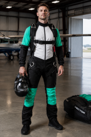 Custom skydiving suit for professional skydivers, freefly training, wind tunnel flying, and parachuting. Durable technical fabric, reinforced stitching, flexible fit, aerodynamic design, and customizable colors, logos, and sizing. Ideal for skydiving teams, freefall practice, tunnel training, and extreme sports apparel.