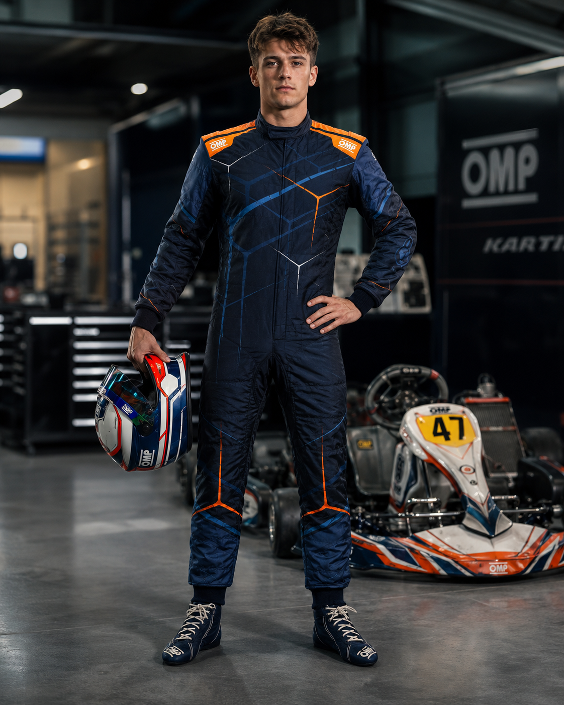 Custom 2026 kart racing suit, go-kart suit, motorsport racing overall, professional racing suit, karting apparel, racing driver suit, FIA style kart suit, sublimated racing suit, sponsor logo racing suit, lightweight karting suit, breathable racing overall, padded motorsport suit, custom racing overalls, premium kart racing gear, Monster Energy suit, McLaren racing suit, Audi Sport suit, black racing suit, orange racing suit, racing jumpsuit, kart driver apparel