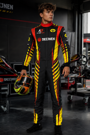 Custom 2026 kart racing suit, go-kart suit, motorsport racing overall, professional racing suit, karting apparel, racing driver suit, FIA style kart suit, sublimated racing suit, sponsor logo racing suit, lightweight karting suit, breathable racing overall, padded motorsport suit, custom racing overalls, premium kart racing gear, Monster Energy suit, McLaren racing suit, Audi Sport suit, black racing suit, orange racing suit, racing jumpsuit, kart driver apparel