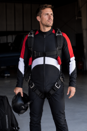 Custom skydiving suit for professional skydivers, freefly training, wind tunnel flying, and parachuting. Durable technical fabric, reinforced stitching, flexible fit, aerodynamic design, and customizable colors, logos, and sizing. Ideal for skydiving teams, freefall practice, tunnel training, and extreme sports apparel.
