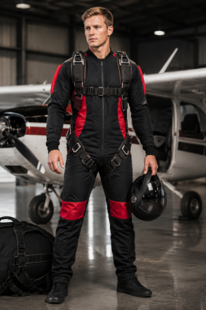 Custom skydiving suit for professional skydivers, freefly training, wind tunnel flying, and parachuting. Durable technical fabric, reinforced stitching, flexible fit, aerodynamic design, and customizable colors, logos, and sizing. Ideal for skydiving teams, freefall practice, tunnel training, and extreme sports apparel.